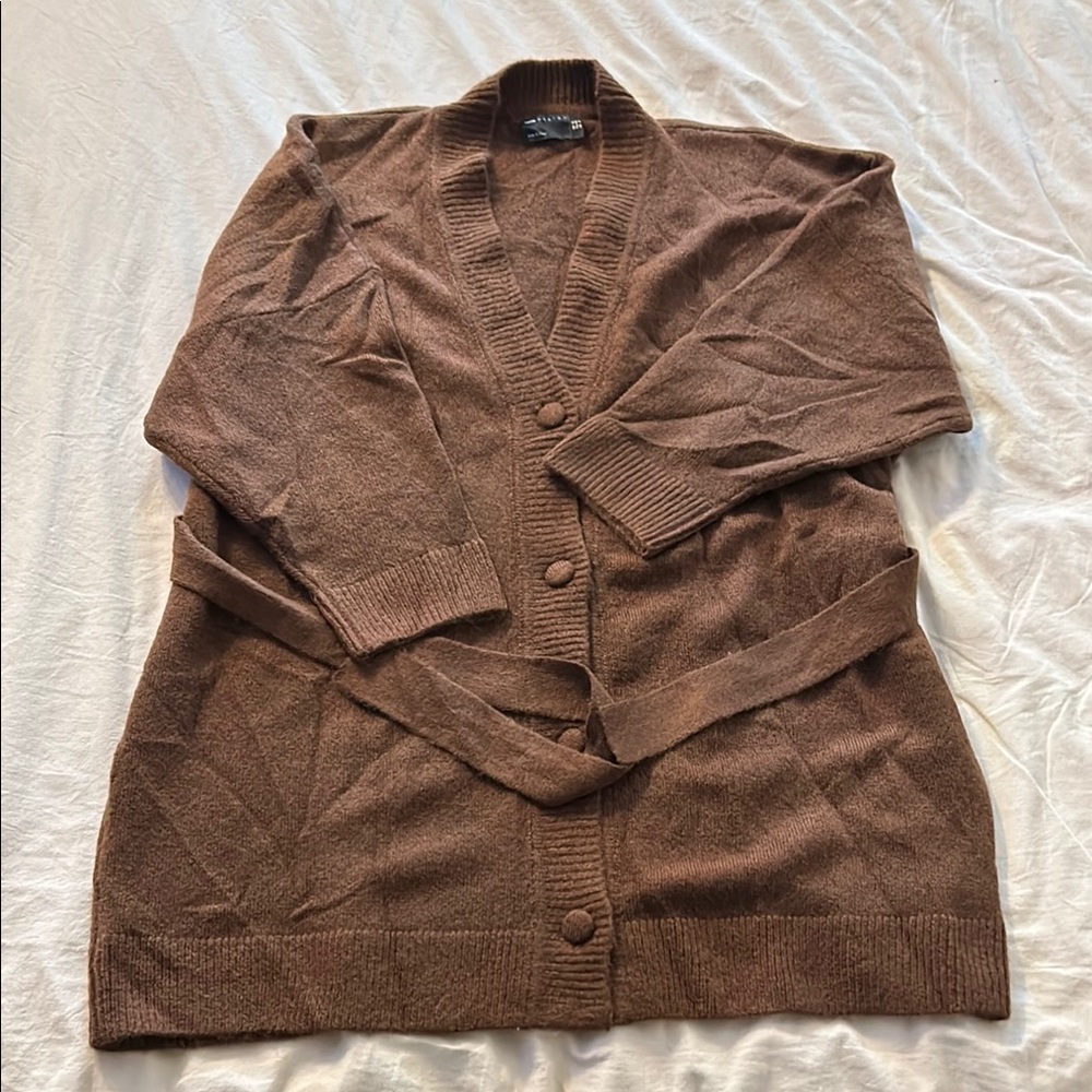 Asos Design - Brown Button-Up Cardigan